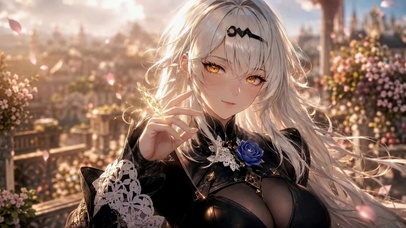 花园白发少女