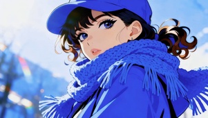 蓝色系美女