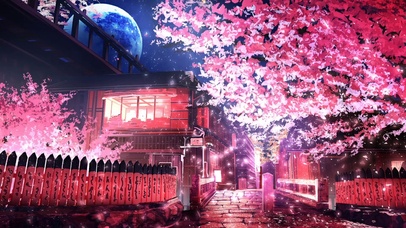 京都夜景樱花盛开 动漫动态壁纸 动态壁纸下载 元气壁纸