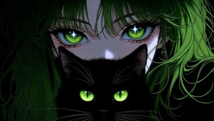 绿发少女与黑猫