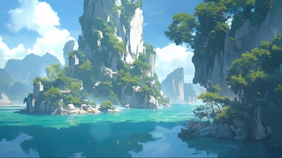 静谧阳光海岛巨岩