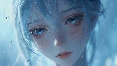 雨天忧绪少女