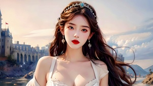 纯美白衣长发美女