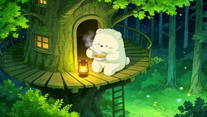森林树屋可爱小熊晚餐