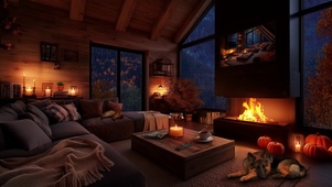 山林小屋雷雨夜