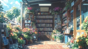 夏日清新阳光室外书店