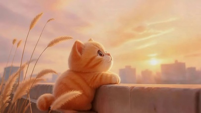 黄昏可爱橘猫