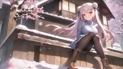 晴天冬日花少女
