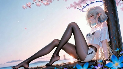 樱花树下二次元黑丝美少女