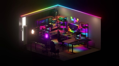 4k霓虹电竞小屋-简约桌面