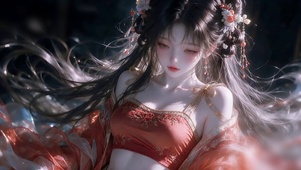 氛围感红衣古风少女