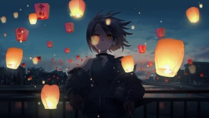 孔明灯动漫女孩
