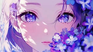 紫花动漫插画少女