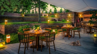 室外日落咖啡厅