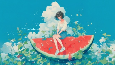 夏日西瓜女孩