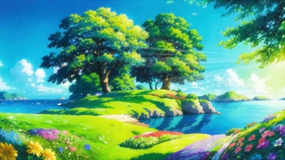 治愈插画春天湖畔
