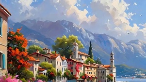 白云树木海景带鱼屏