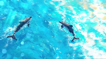 蓝色氧气清透大海海豚