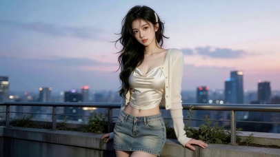 傍晚可爱女孩