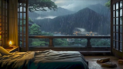 雨天小镇木屋