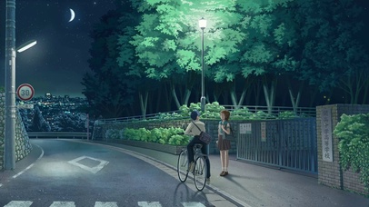 夜晚校园路同学