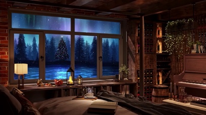 舒适极光雪夜卧室