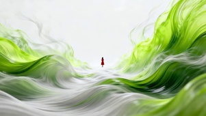 唯美的绿色水墨