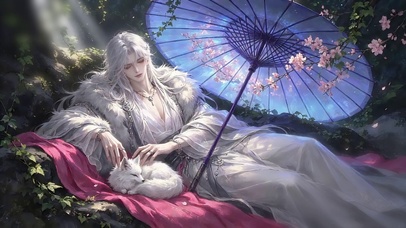青丘九尾狐仙白发美男