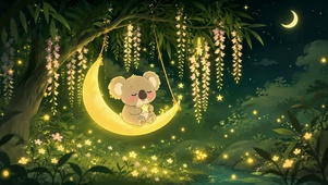 治愈月夜考拉月牙秋千