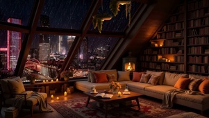 唯美雨夜城市玻璃雨