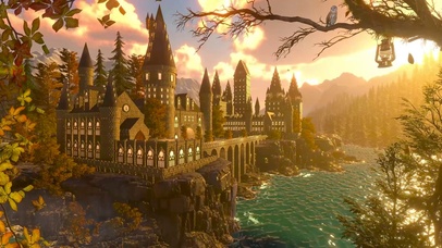 傍晚夕阳海边城堡