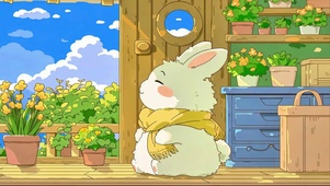 木屋前的兔崽崽