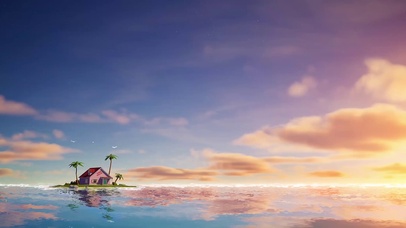 唯美晚霞倒影带鱼屏