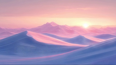 粉紫色浪漫沙漠落日