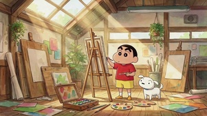 画室画画的蜡笔小新