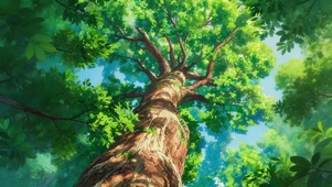光影夏日参天大树
