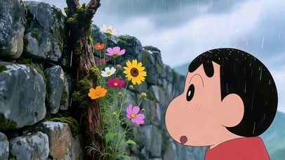 雨中发呆蜡笔小新