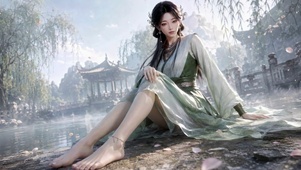古风临水清雅美人