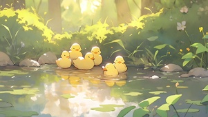 水塘小鸭
