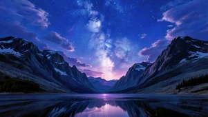 夜空下的湖水