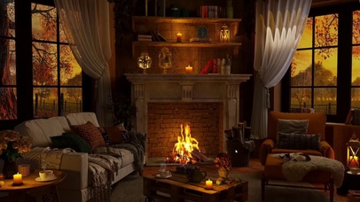 篝火风雨温馨壁炉房间