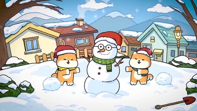 圣诞狗狗堆雪人