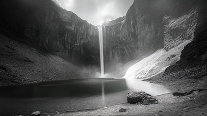迷雾静谧高山流水湖泊