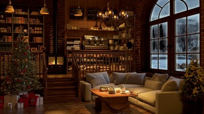 舒适雪天咖啡馆