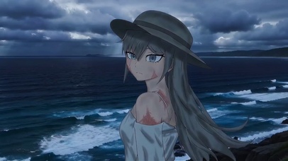 伤痕少女 海边 阴天
