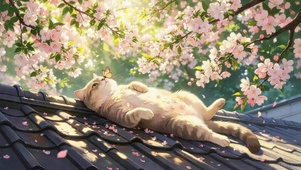 屋顶鲜花猫咪