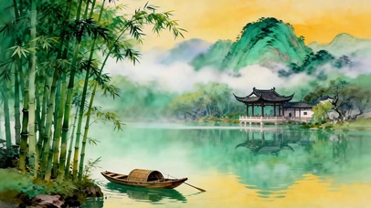 烟湖竹影
