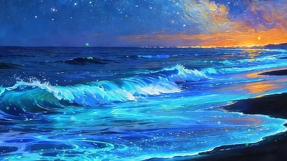 夜景星空海景带鱼屏
