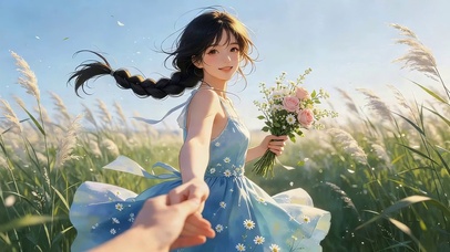 芦苇从女孩