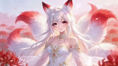 霞色云端的花海狐少女